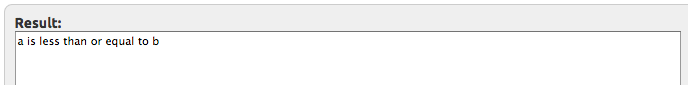 less than or equal to comparison operator example results